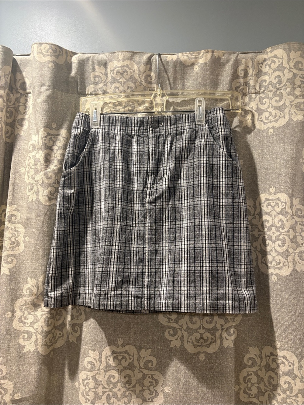 Hollister Black & White Plaid Mini Skirt